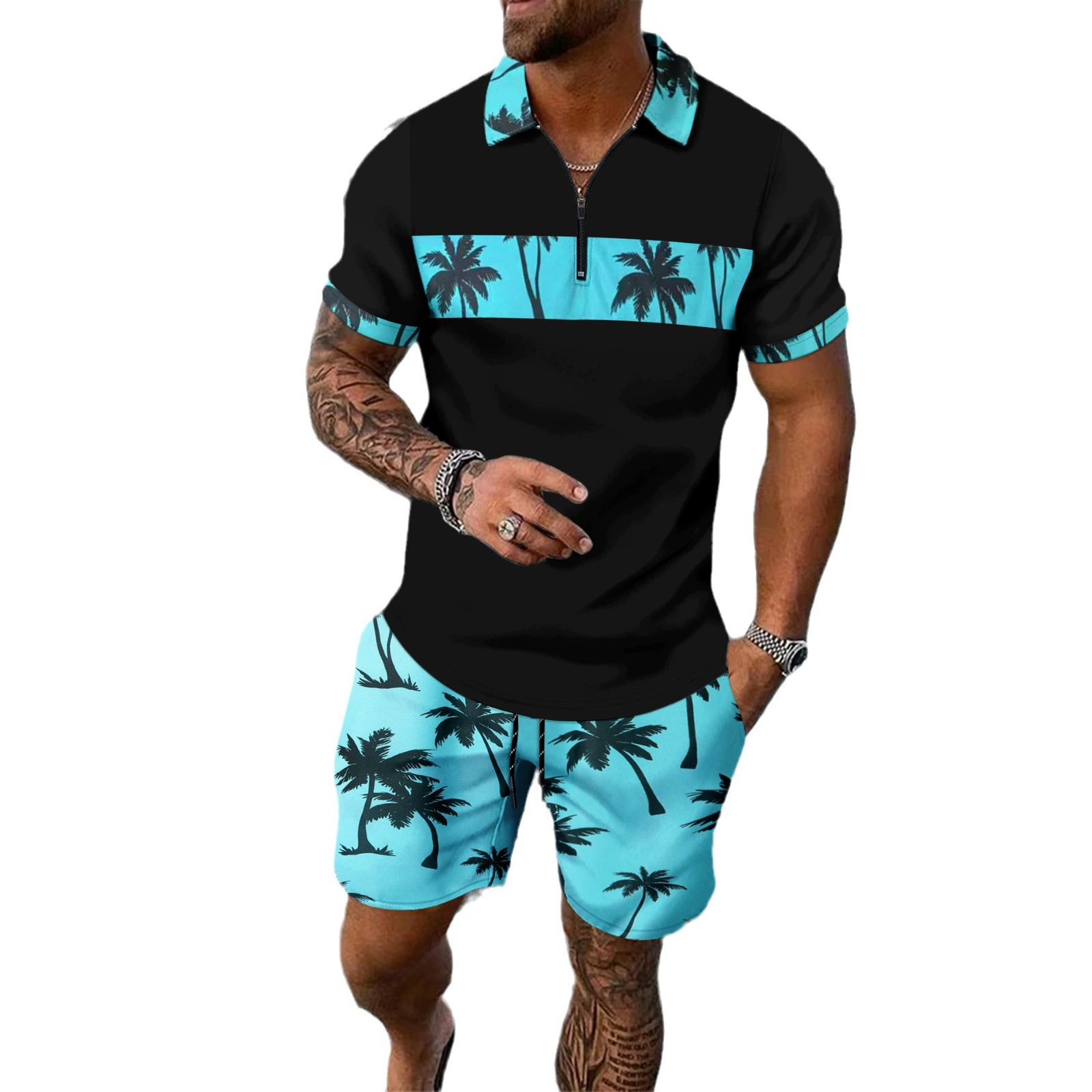 Летняя модная пляжная футболка с коротким рукавом для отдыха, комплект, импорт