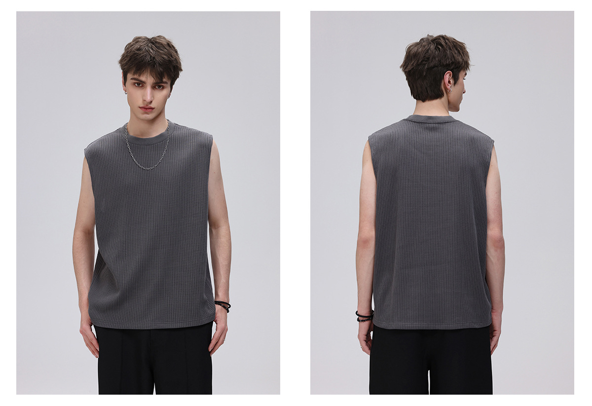 Men's Cooling Vertical Texture Sleeveless Shirt - Breathable Muscle Tank For Summer Activewear_viptrois.com