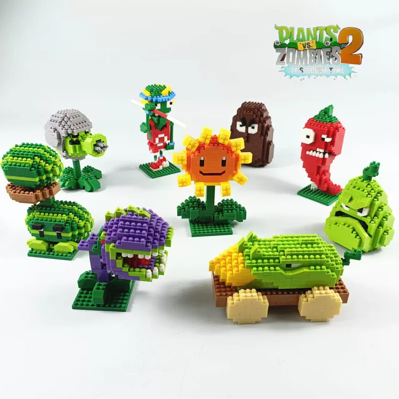() конструктор, Plants vs. Zombies, набор, игрушка для мальчиков, трёхмерная головоломка, мелкие части, подарок на день рождения