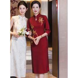 喜婆婆旗袍婚宴装2026新款婚礼服高端气质喜服结婚中年妈妈宴会装