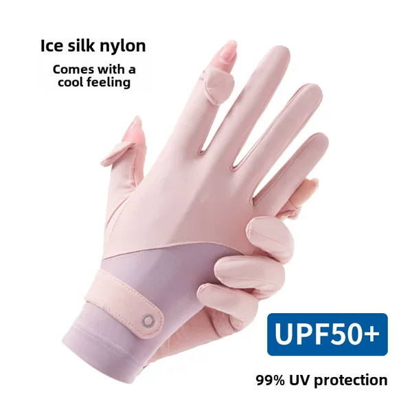 Zhao Dengsheng Sunscreen Gloves Women's Summer Outdoor Sports Non-slip Exposure Finger Touch Screen Flip Cover Ice Silk Thin Riding Gloves