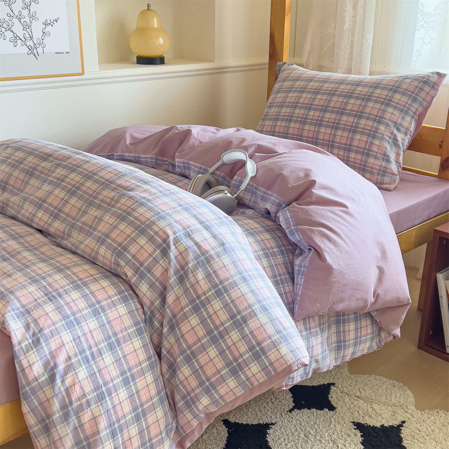 Juego de cama de dormitorio de estudiantes de tres piezas de algodón puro 2025 nuevas sábanas de cuatro piezas fundas de edredón