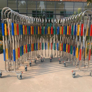 Stainless Steel Telescopic Fence Kindergarten Removable Guardrail Road Power Construction Folding Warning Isolation Direct Sale