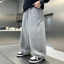 男童纯色休闲卫裤春秋款2025新款中大儿童装宽松洋气裤子男孩衣服