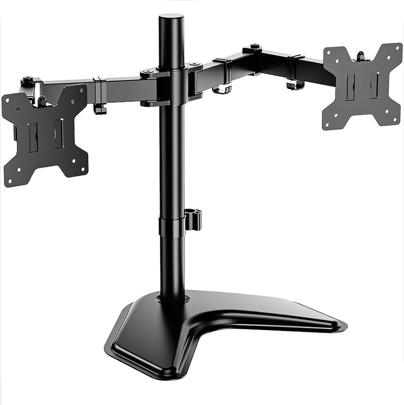Stand-alone dual LCD monitor for 2 27-inch screens, fully adjustable desktop stand