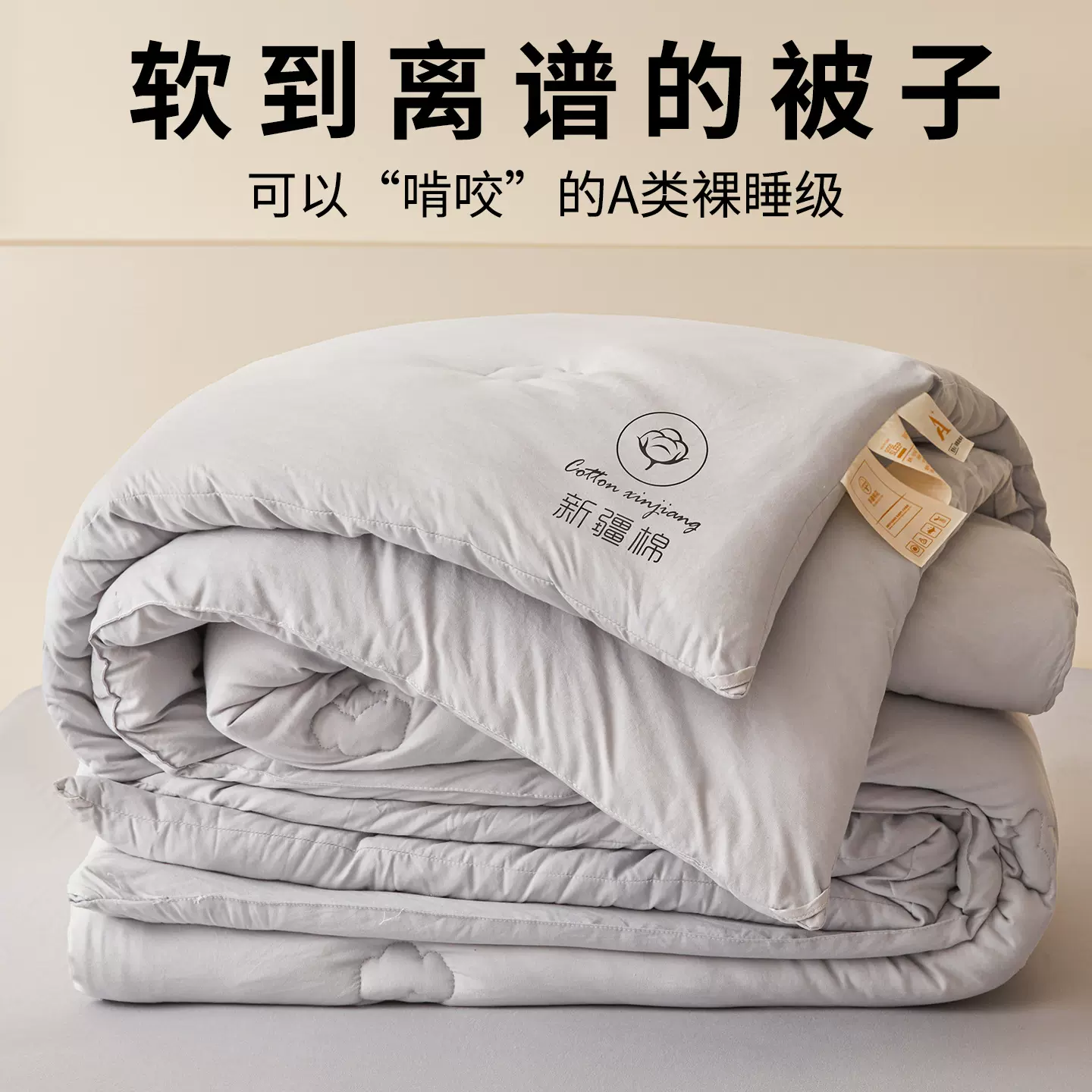 新疆棉花被加厚被子保暖亲肤被芯冬季纯色冬被可机洗夏被礼品被