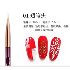 Rose gold electroplated magic color rod aluminum tube painted pen nail drawing pen hook pen nail art pen set for beginners