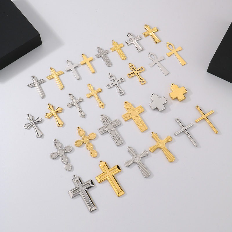 4g Weight 1 Piece 25 * 30mm 25*38mm 25*45MM 304 Stainless Steel Cross Pendant
