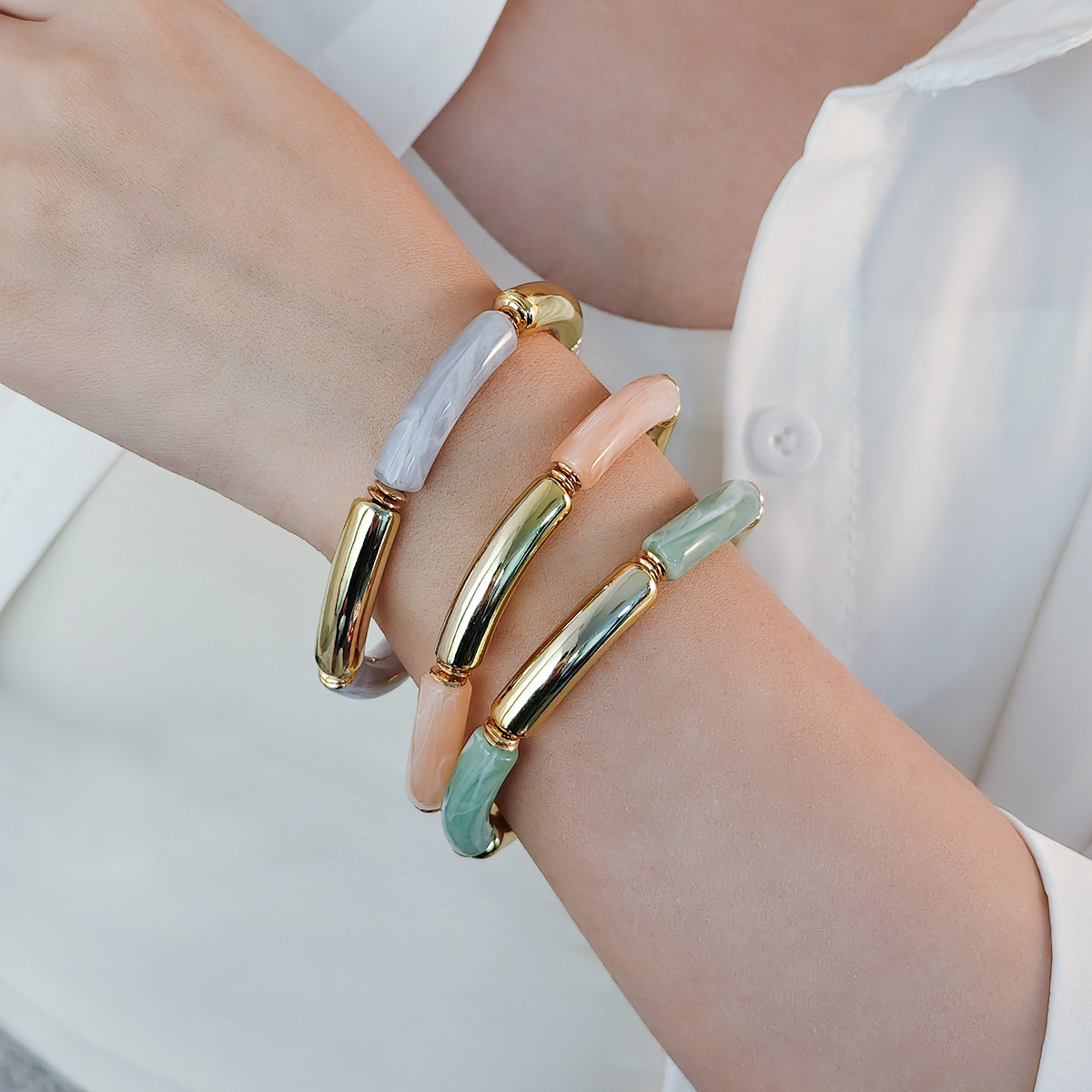 Bangle Classification Arylic Chain Material 1 Piece Quantity Retro Solid Color Acrylic Bangles Wholesale