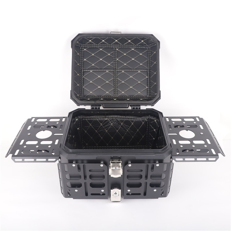 45L Motorcycle Armored Tail Box, Aluminum Alloy Tail Box, 55L Multifunctional Portable Trunk with Base Plate for Electric Vehicles