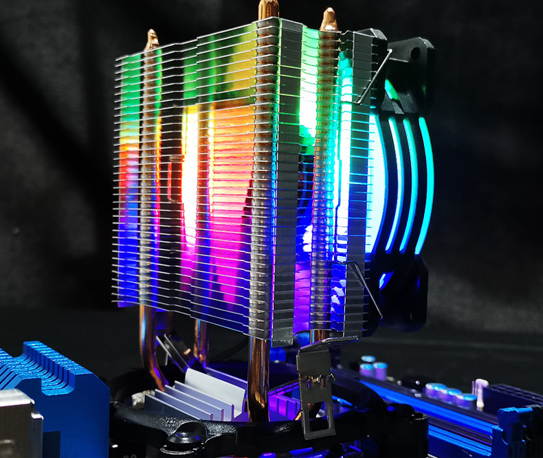 Master Dual Copper Tube Desktop Computer Silent Color Heat Pipe Cooling Fan CPU Cooler_voghion.com