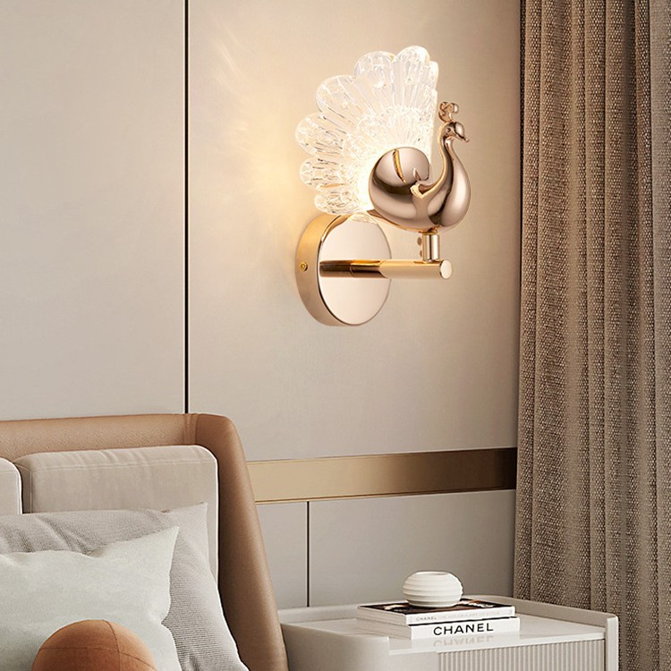 lámpara de pared simple y ligera estilo de apartamento moderno hotel 2023 decoración Phoenix cabecera pasillo nueva lámpara de pared lujosa única