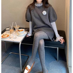 开春穿搭小香风套装灰色连衣裙女2025超火春装减龄气质搭配一整套