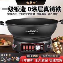 电炒锅多功能家用铸铁电热锅电炒锅爆炒一体式电煮锅涮火锅不粘锅
