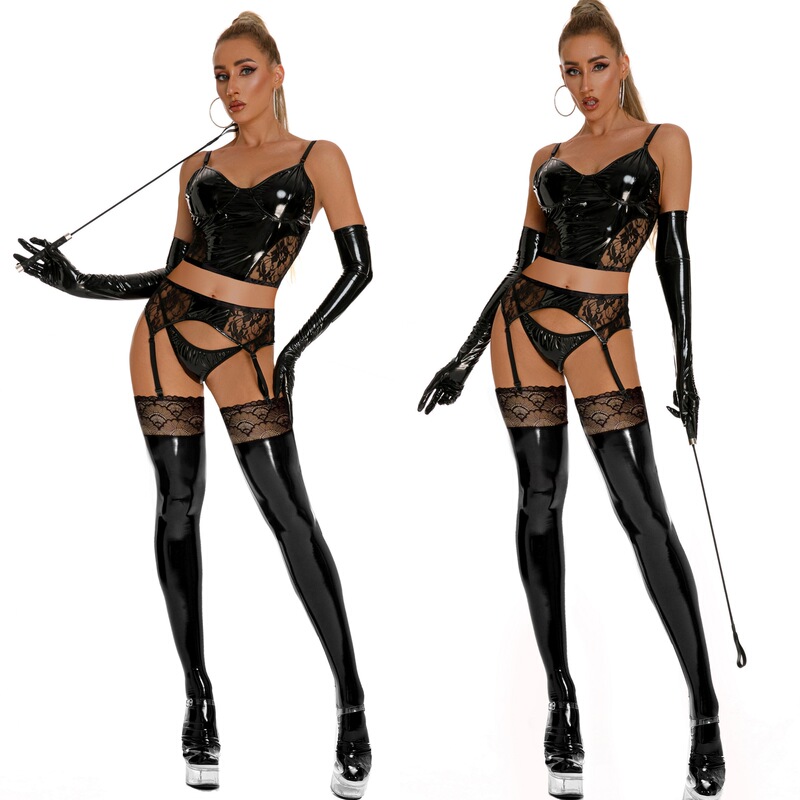 European and American Plus-Size High-Elastic Glossy Pu Lingerie, Shiny Patent Leather Nightclub Bodysuit 68715 European and American Plus-Size High-Elastic Glossy Pu Lingerie, Shiny Patent Leather Nightclub Bodysuit 68715