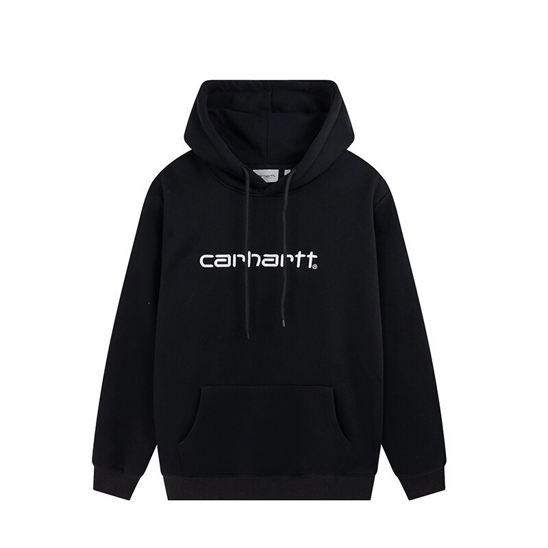 Carhartt Trendy Brand Classic Letter Embroidery Unisex Couple Style Casual Loose Fleece-Lined Hooded Sweatshirt