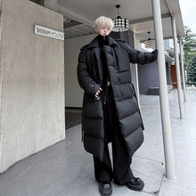 2024冬装纯色PU皮假两件男士中长款加厚棉衣潮流外套休闲二色棉服