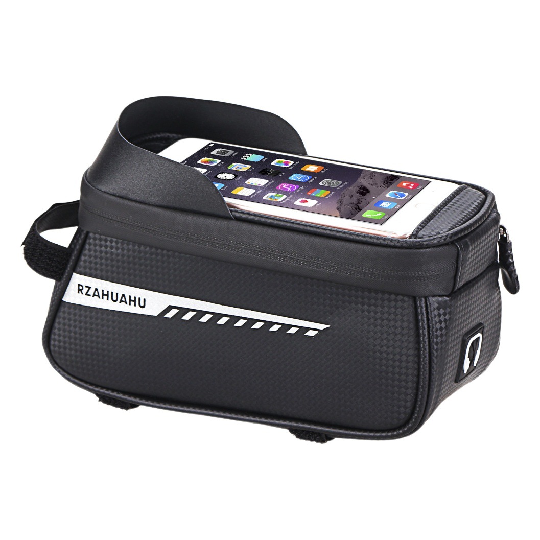 Bicicleta de carretera de montaña, pantalla táctil TPU, bolsa colgante de tubo superior, almacenamiento de gran capacidad, bolsa de viga delantera de bicicleta impermeable de cuero PU