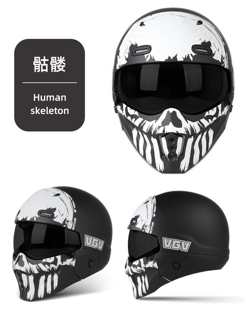 3C Motorcycle Helmet Scorpion Combination Helmet for Men and Women, Motorcycle Cruise Large Size Retro Full-Face Helmet, Summer Three-Quarter Helmet