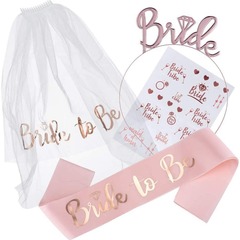 クロスボーダーbride to be頭糸セット独身パーティー花嫁箔押し肩帯バラ金カチューシャ