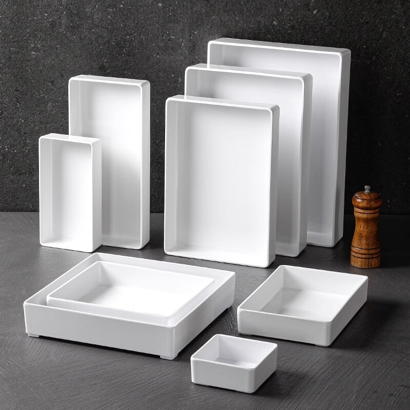 Melamine Cooked Food Plate, Braised Duck, Cold Dish, Braised Meat Plate, Water Buffet Display Tray, Square Dinner Plate