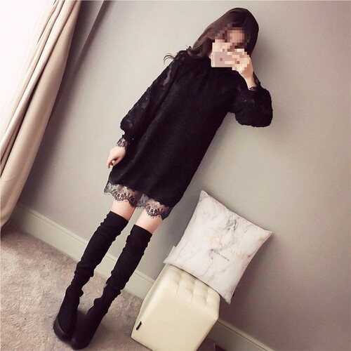 Lace Camisole Top for Women, Mid-Length, Autumn/Winter Korean Style, Fashionable, Sheer Net Blouse for Layering, Casual Women's Top