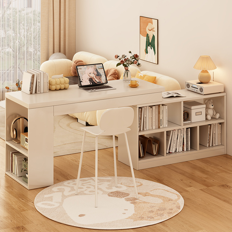 Desk Bookshelf Integrated Table Wall-Mounted Retractable Table Living Room Partition Bar Table Long Table Small Apartment Computer Table