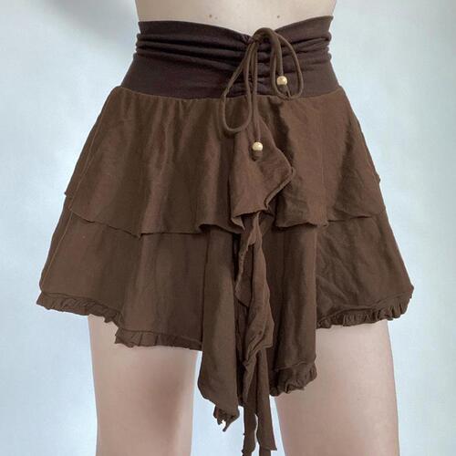 Eurasian 2025 Summer Women's Versatile High-Waisted Short Skirt Fashion Sexy Skirt
