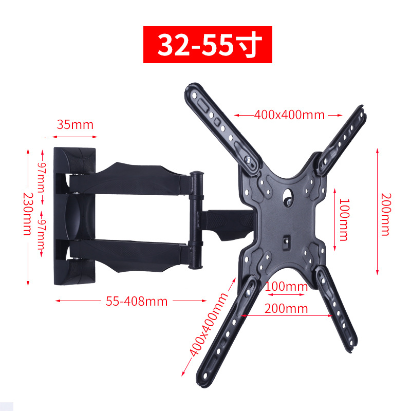 Universal multifuncional de 32-55 pulgadas TV Pantalla de suspensión telescópica giratoria TV soporte X400 fábrica image 14