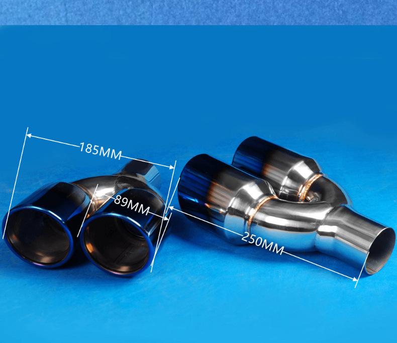 Stainless Steel Titanium-Plated Black Dual Exhaust Tailpipe Car Modification Exhaust Pipe Silencer Manufacturer Wholesale in Stock