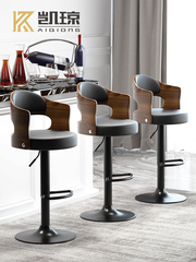Wholesale bar stool lift solid wood back high stool home modern simple iron bar chair bar stool front desk 