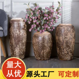铁锈色 景德镇高温落地大花瓶 软装效果艺术摆件花器 东南亚花插