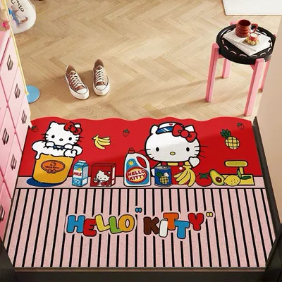 Avtomobil döşəmə paspasları – Cuttable Wire Loop Floor Mat - red-dopamine-kitty-4060cm-silk-circle