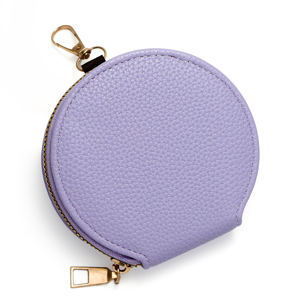 Monedero con cremallera para mujer de cuero PU fresco japonés y coreano estilo INS portátil redondo mini bolso colgante estuche para tarjetas estuche para llaves