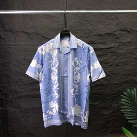 时尚欧货 ver短袖衬衫跨境外贸青年时尚休闲数码印花男士短袖衬衫