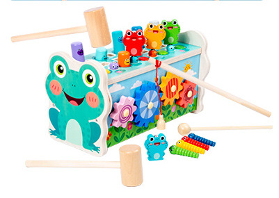 Mesa de actividades infantil juguete educativo de madera apilamiento de colores para 1–2 años