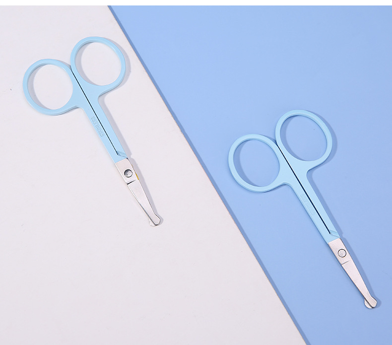 LMLTOP Blue round-headed Nose Hair Scissors Stainless Steel Makeup Small Scissors Beauty Eyebrow Shaping Scissors TOP-021 undefined