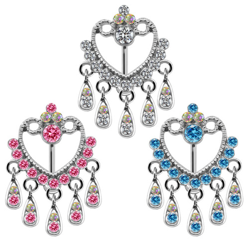 Gabby European and American cross-border heart-shaped navel ring water drop pendant navel ring navel ornament navel nail human body piercing jewelry