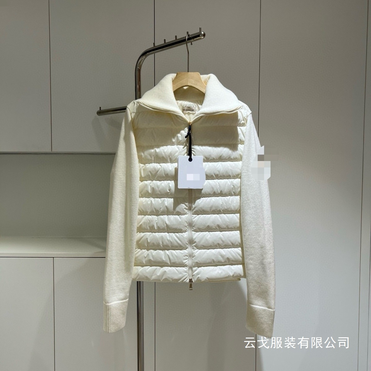 翻领小蒙羽绒服针织袖拼接女装秋冬短款轻薄修身鸭绒保暖外套白色