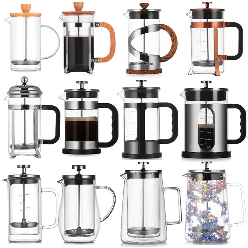 Wholesale French Press Pot, High Borosilicate Glass Pot, Household Tea Brewing Pot, French Filter Press Tea Maker, Hand-Brewed Coffee Sharing Pot