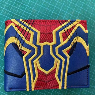 In stock embroidered Spider-Man coin purse extraordinary Spider-Man embroidered two-fold male and female student wallet