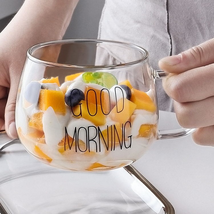 Large Borosilicate Glass Milk Oatmeal Mug Temperature Resistant_voghion.com