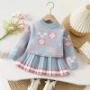 Four-leaf clover-blue geometric skirt