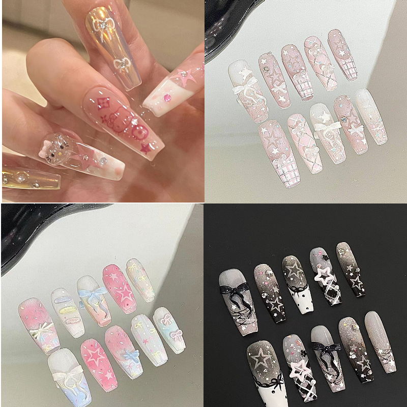 Kitty Nail Cartoon Cute Handmade Nail Nail Explosions Hot Selling Long Armor Little Red Book hellokitty