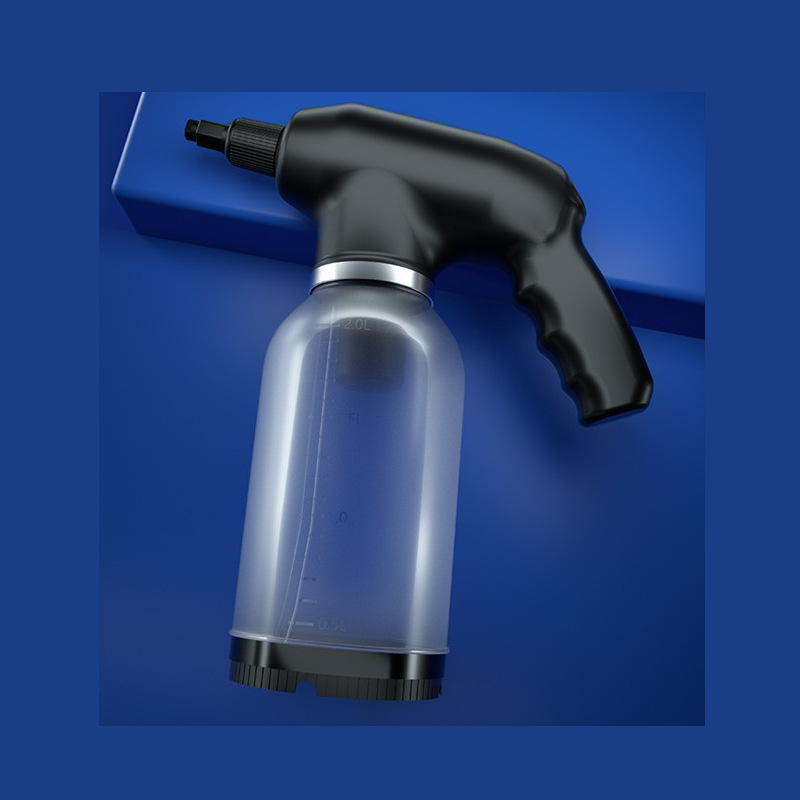 Qìchē New Handheld Car Wash Electric Foam Spray Gun 2L Portable High Pressure (High pressure car wash water gun) - transparent-black