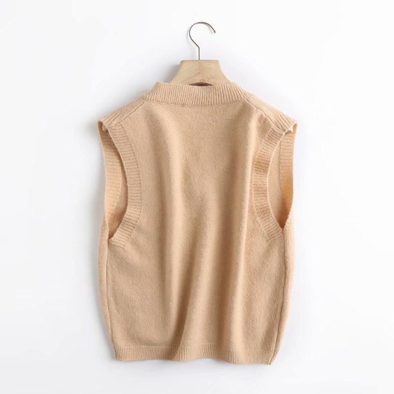 spring knit V-neck waistcoat NSAM40234