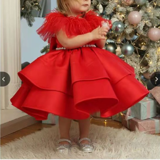 Rotes Prinzessinnenkleid Für Blumenmädchen Zur Hochzeit_voghion.com