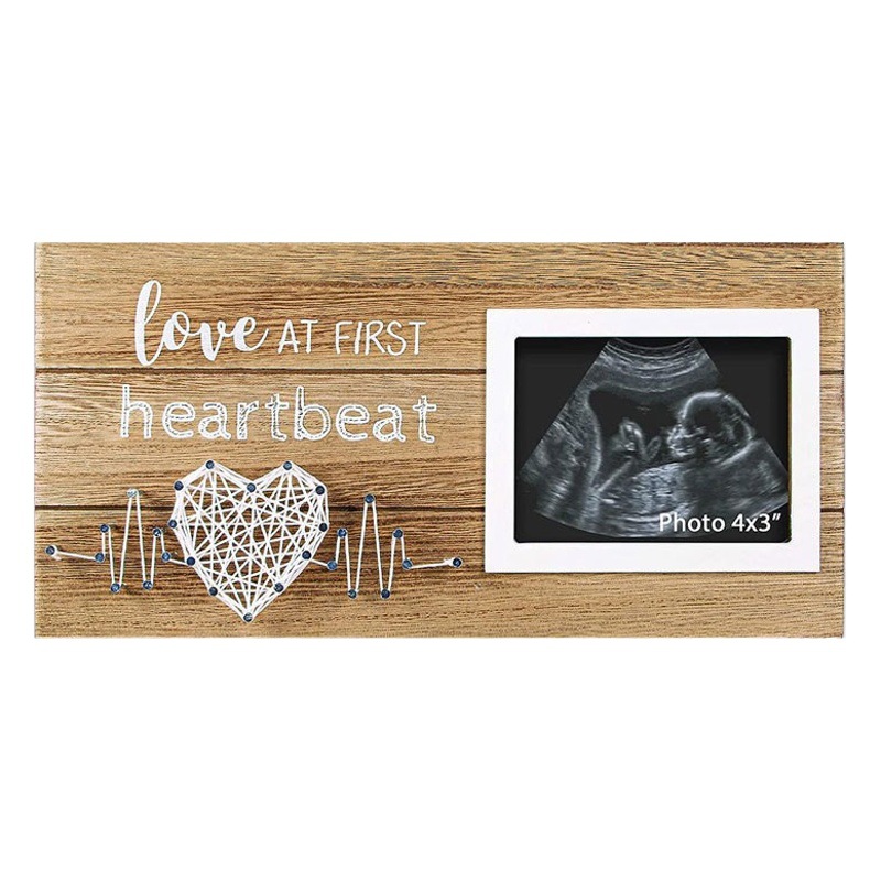 En stock marco de fotos de madera para mascotas decoración de la Mesa creativa Bebé B-ultrasonido colgante marco de fotos latido del corazón en forma de corazón devanado conmemorativo