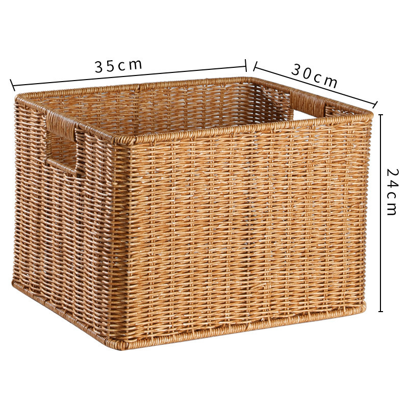 Cesta de almacenamiento de tela de caña imitación ropa sucia juguetes bocadillos cesta de almacenamiento de artículos de bambú tejido casero sala de estar gabinete de televisión escritorio completo