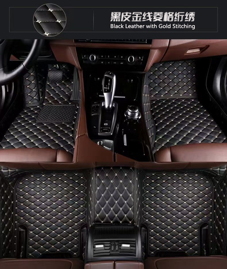Left and Right Steering Wheel Lhdrhd Diamond Quilted Leather Full Surround 3D All-Weather Non-Slip Wear-Resistant Full Surround Car Floor Mats